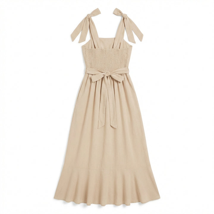 Temperament Suspender Split Dress With Lace-up Design Fashion Summer Ruffled Beach Dresses For Women