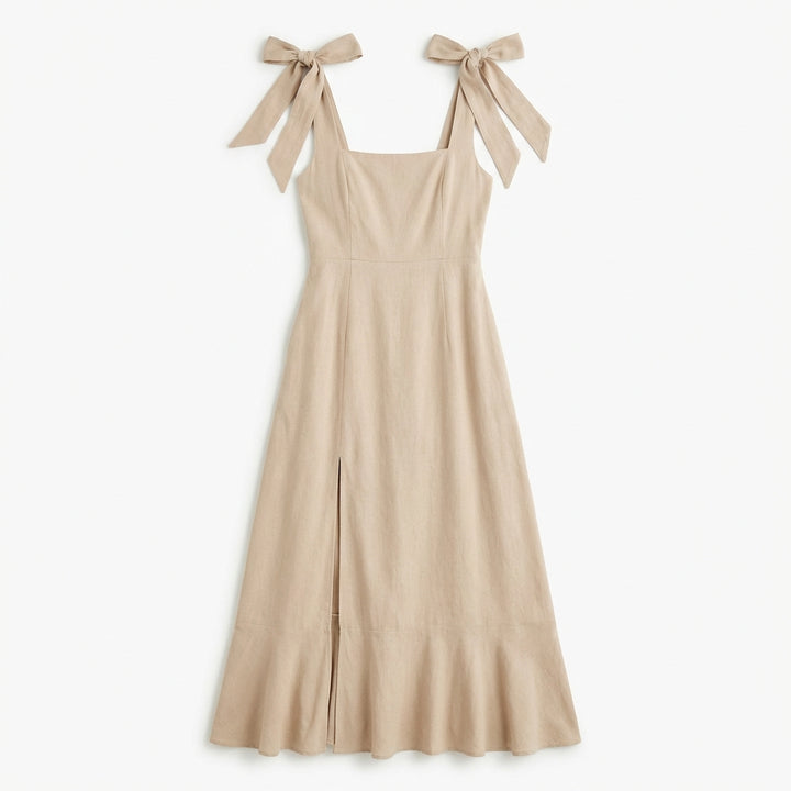 Temperament Suspender Split Dress With Lace-up Design Fashion Summer Ruffled Beach Dresses For Women