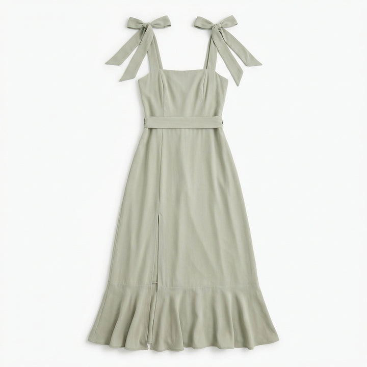 Temperament Suspender Split Dress With Lace-up Design Fashion Summer Ruffled Beach Dresses For Women