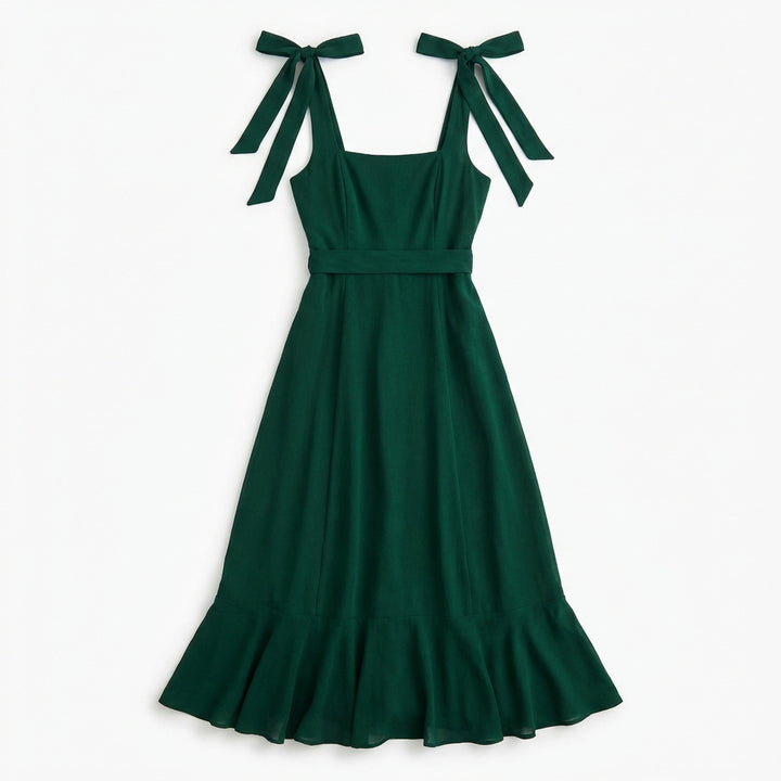 Temperament Suspender Split Dress With Lace-up Design Fashion Summer Ruffled Beach Dresses For Women