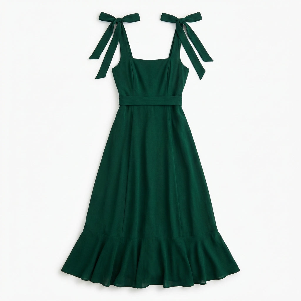 Temperament Suspender Split Dress With Lace-up Design Fashion Summer Ruffled Beach Dresses For Women