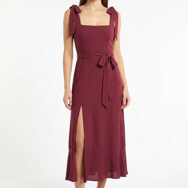 Temperament Suspender Split Dress With Lace-up Design Fashion Summer Ruffled Beach Dresses For Women