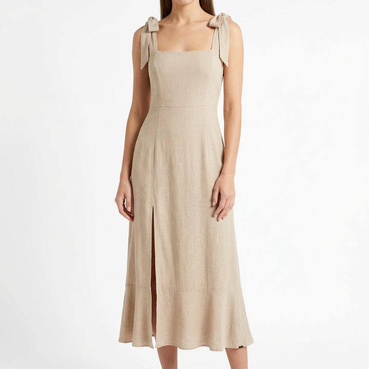 Temperament Suspender Split Dress With Lace-up Design Fashion Summer Ruffled Beach Dresses For Women