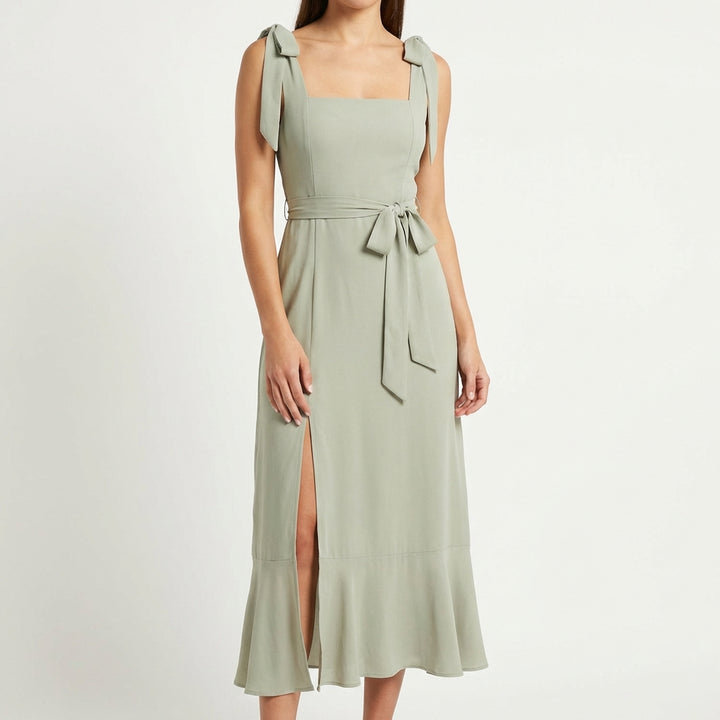 Temperament Suspender Split Dress With Lace-up Design Fashion Summer Ruffled Beach Dresses For Women