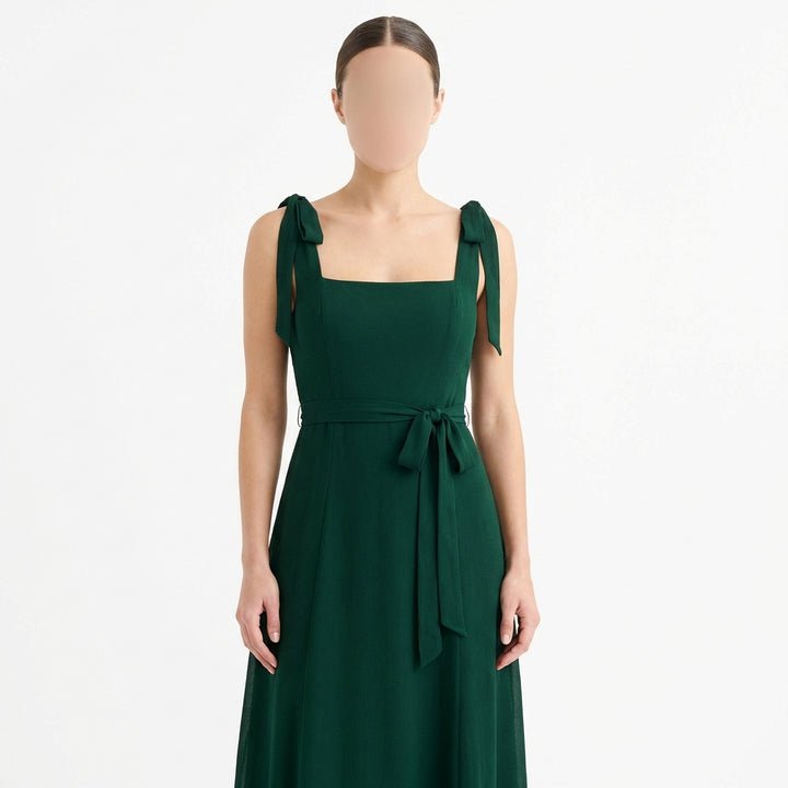Temperament Suspender Split Dress With Lace-up Design Fashion Summer Ruffled Beach Dresses For Women