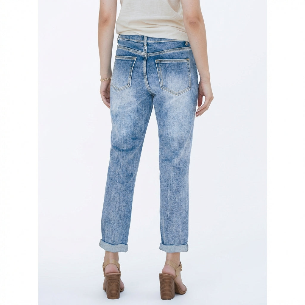Women’s Denim Pants, Tight Jeans, Built In Zipper Closure, Foldable Legs