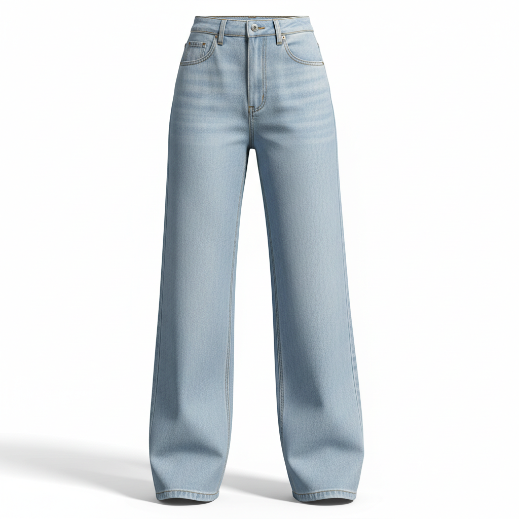 Washed Fashion Straight Jeans Women's Mid Waist