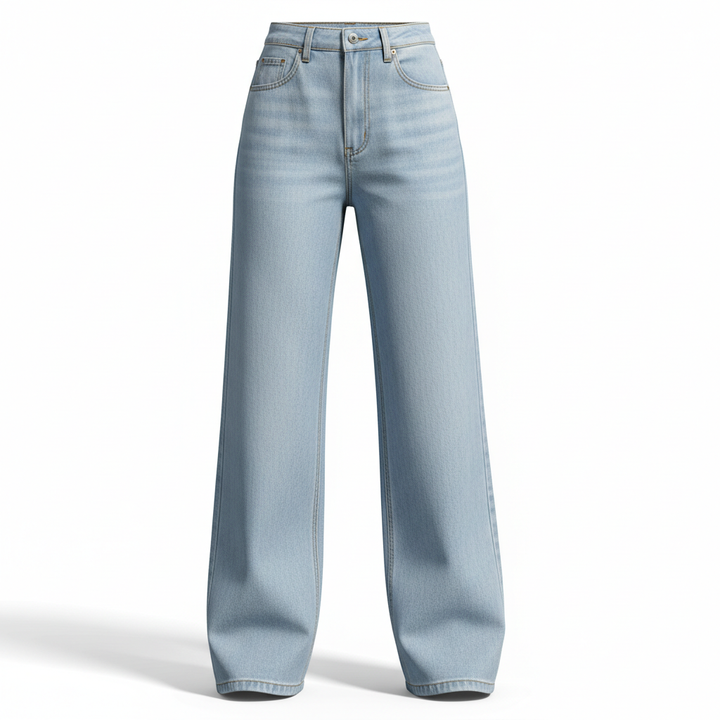 Washed Fashion Straight Jeans Women's Mid Waist