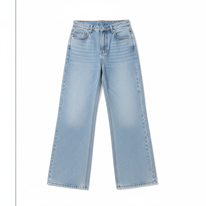 Washed Fashion Straight Jeans Women's Mid Waist
