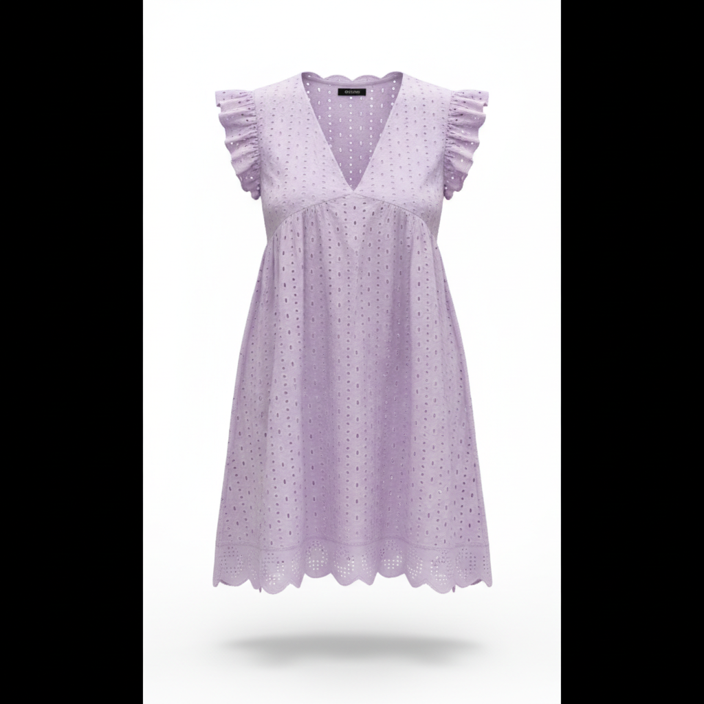 Lace Dresses With Pocket Summer Sleeveless Jacquard Cutout V-Neck Beach Dress