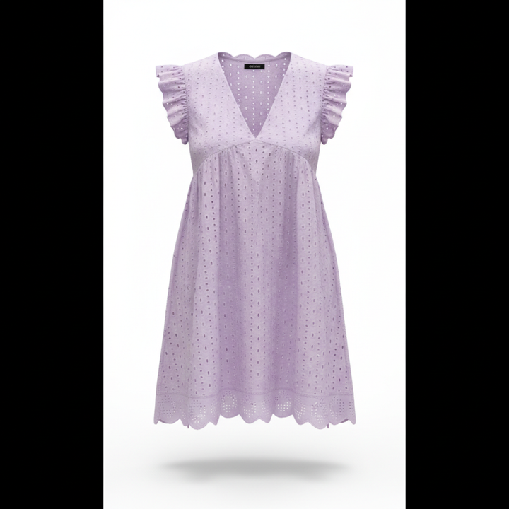 Lace Dresses With Pocket Summer Sleeveless Jacquard Cutout V-Neck Beach Dress