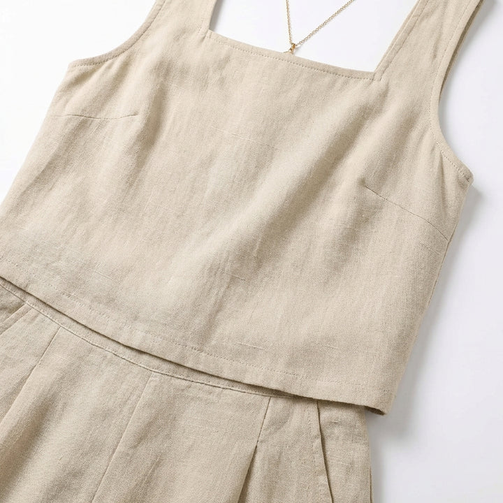 Women's 2-Piece Summer Lounge Set – Square Neck Top & Shorts Outfit