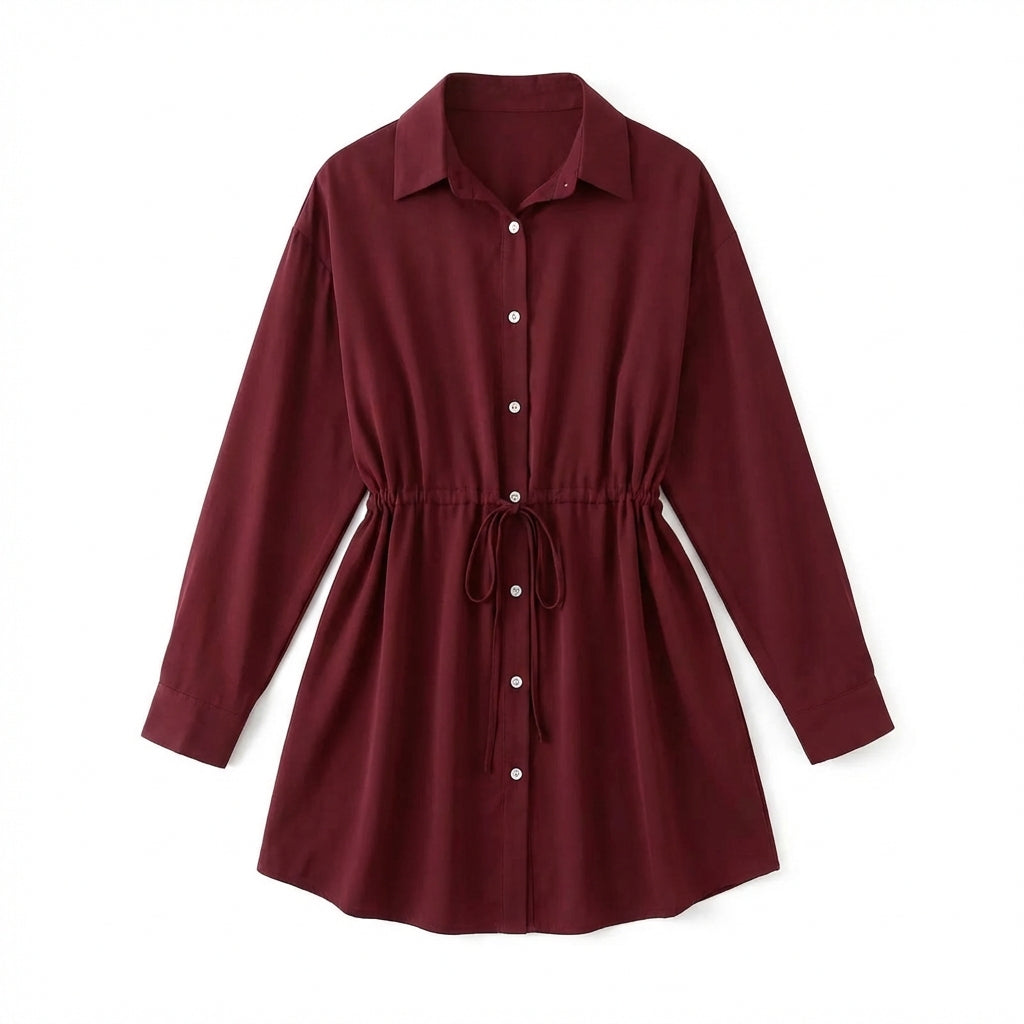 Women's Long Sleeve Jumpsuit With Button Fashion Shirt Dress