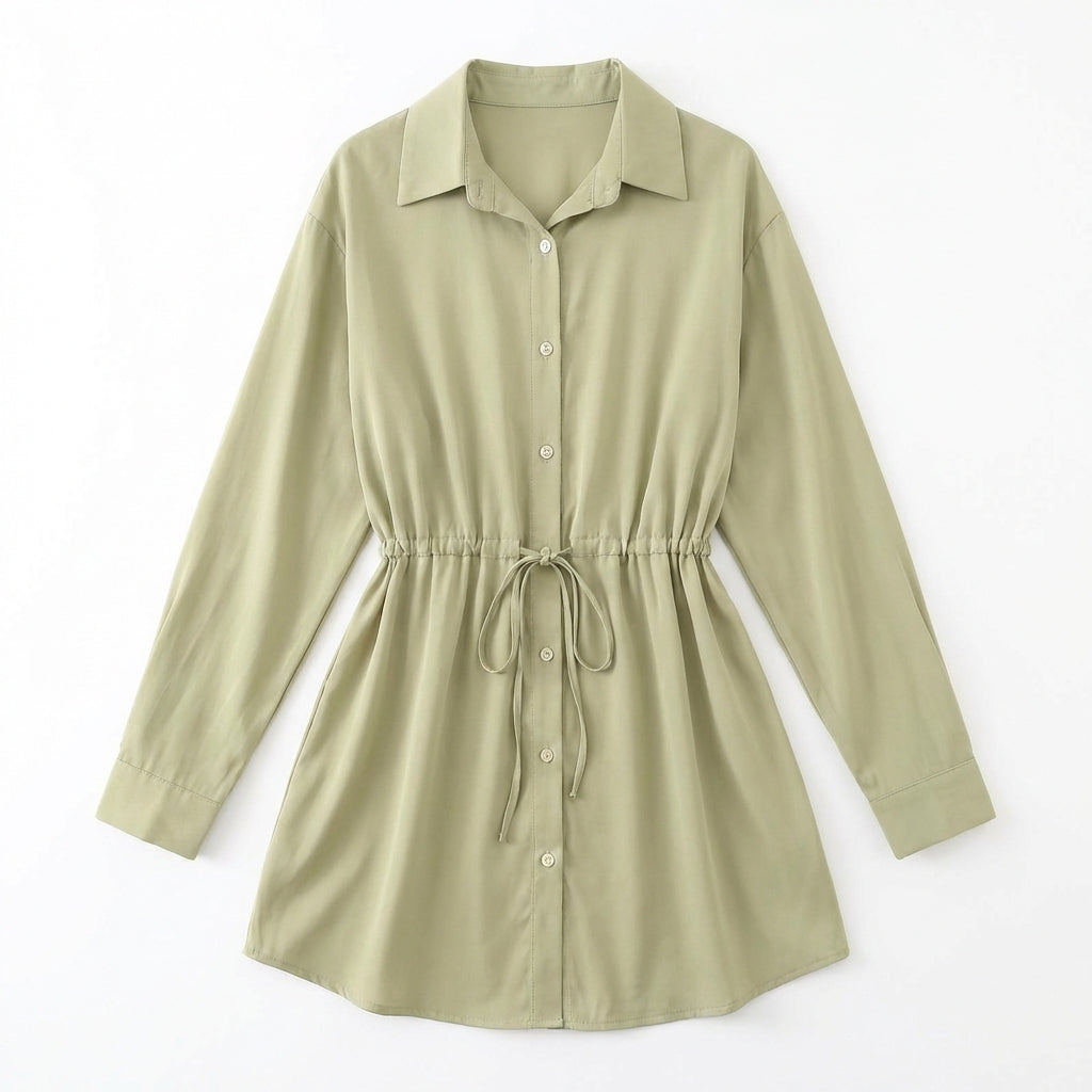 Women's Long Sleeve Jumpsuit With Button Fashion Shirt Dress