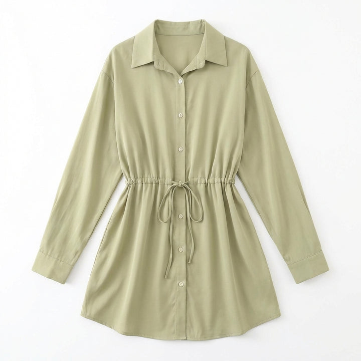 Women's Long Sleeve Jumpsuit With Button Fashion Shirt Dress