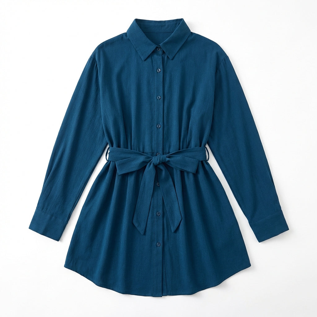 Women's Long Sleeve Jumpsuit With Button Fashion Shirt Dress
