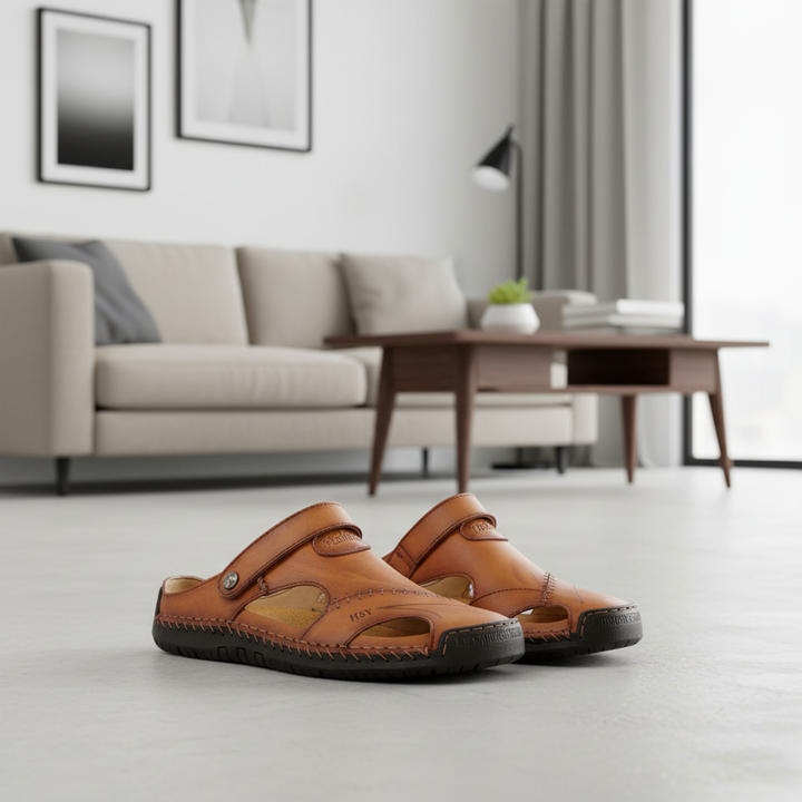 Men's Closed Toe Sandals Summer Adjustable Slides Slippers Fashion Beach Shoes