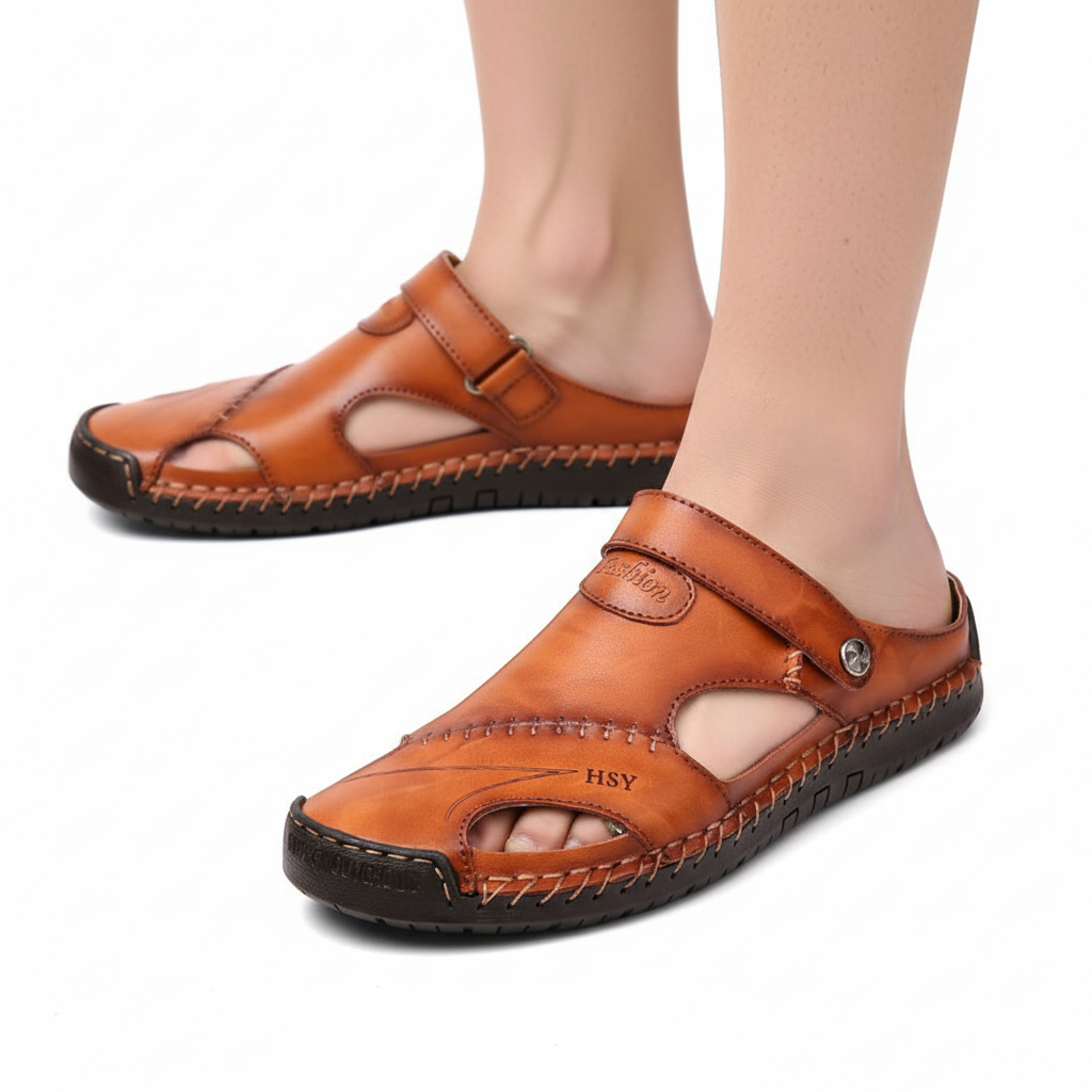 Men's Closed Toe Sandals Summer Adjustable Slides Slippers Fashion Beach Shoes