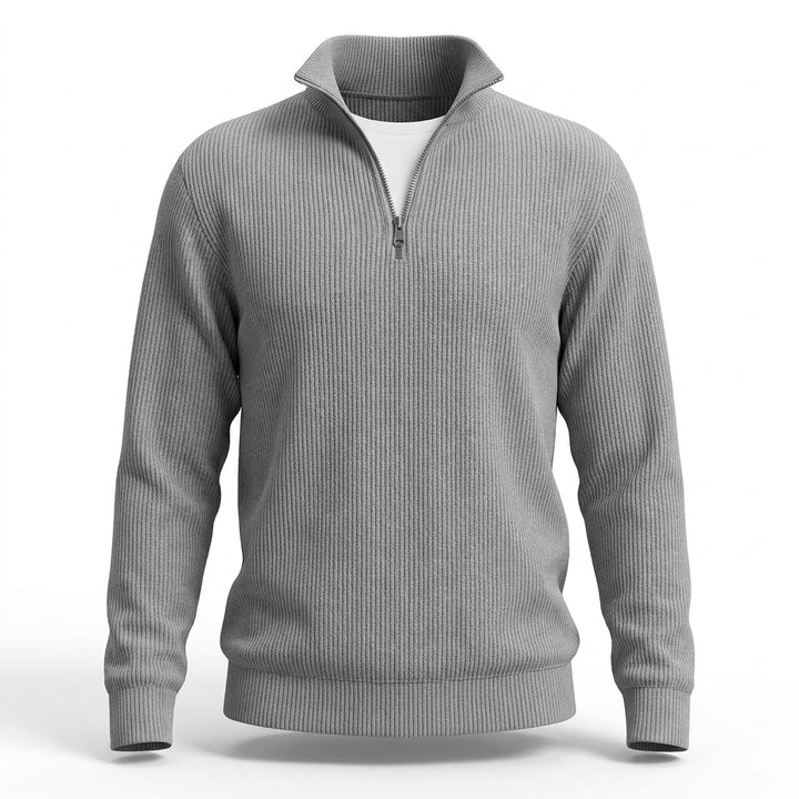 Corduroy Zipper Stand Collar Sweatshirt Fashion Warm Solid Color Long Sleeve Top Men's Casual Polo Shirt Clothing
