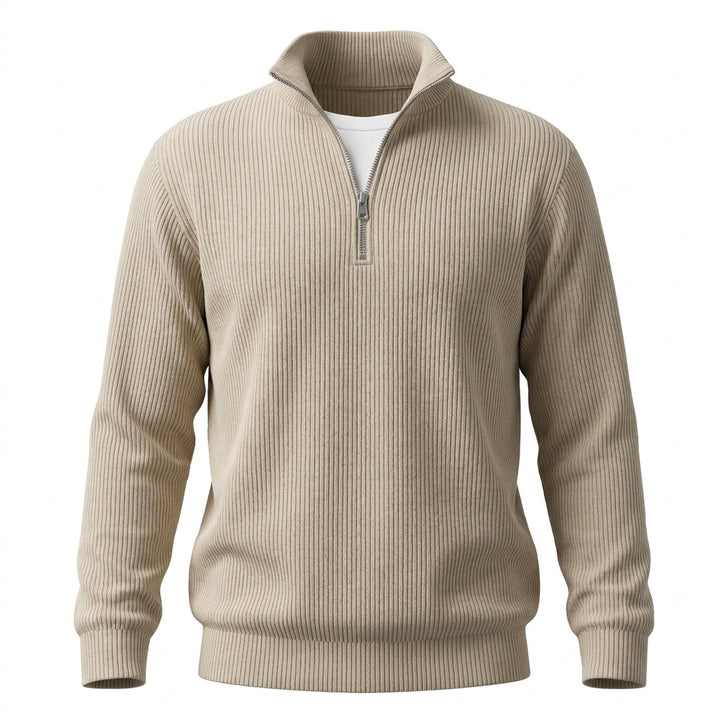 Corduroy Zipper Stand Collar Sweatshirt Fashion Warm Solid Color Long Sleeve Top Men's Casual Polo Shirt Clothing