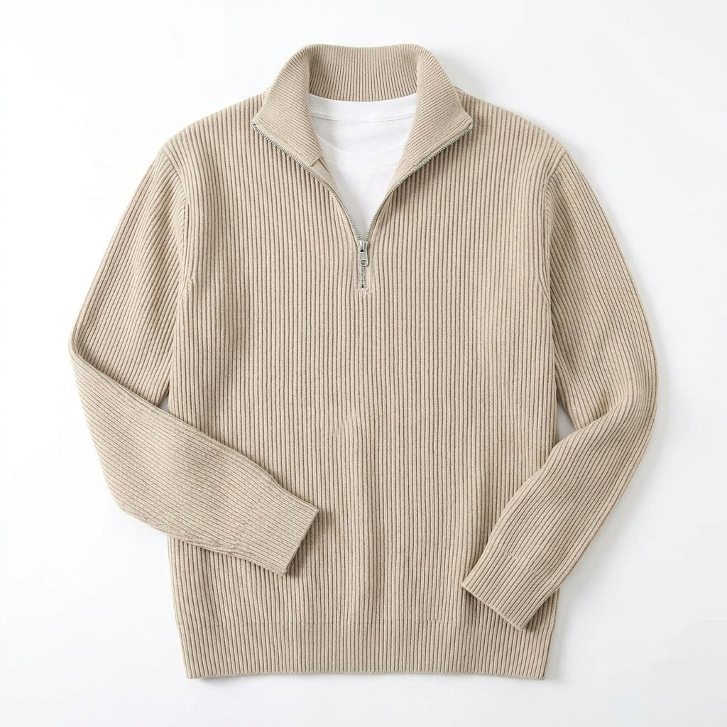 Corduroy Zipper Stand Collar Sweatshirt Fashion Warm Solid Color Long Sleeve Top Men's Casual Polo Shirt Clothing