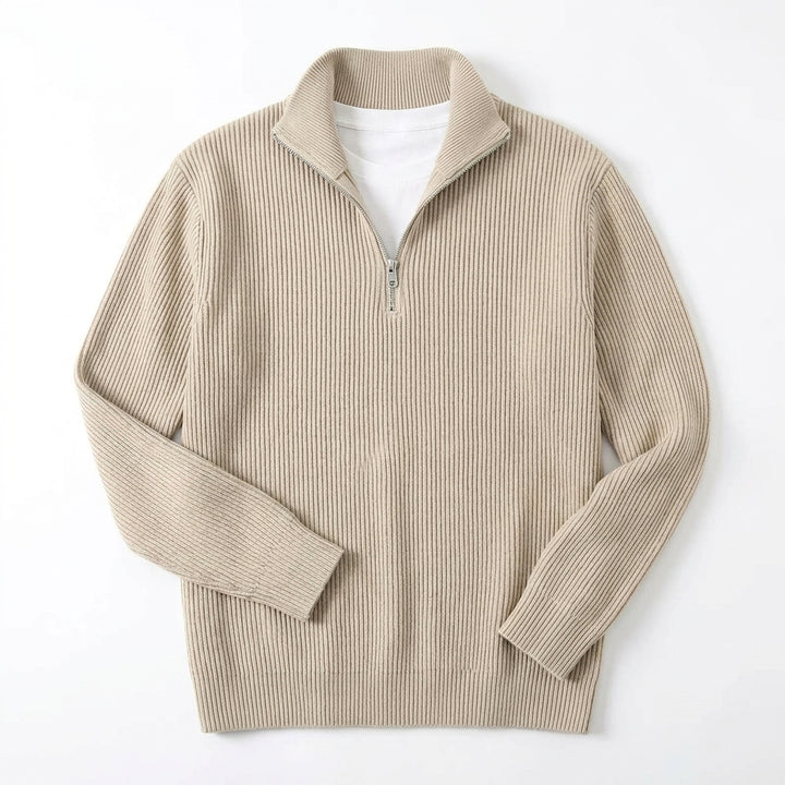 Corduroy Zipper Stand Collar Sweatshirt Fashion Warm Solid Color Long Sleeve Top Men's Casual Polo Shirt Clothing