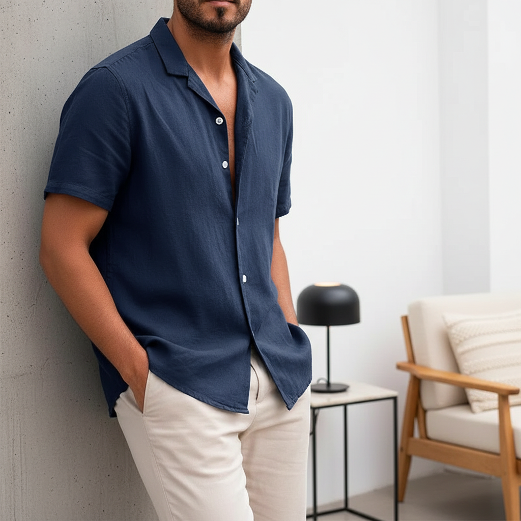 Men's Tops Casual Button Down Shirt Short Sleeve Beach Shirt Summer Mens Clothing
