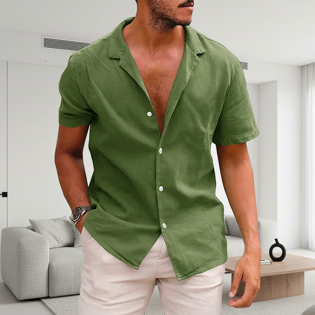 Men's Tops Casual Button Down Shirt Short Sleeve Beach Shirt Summer Mens Clothing
