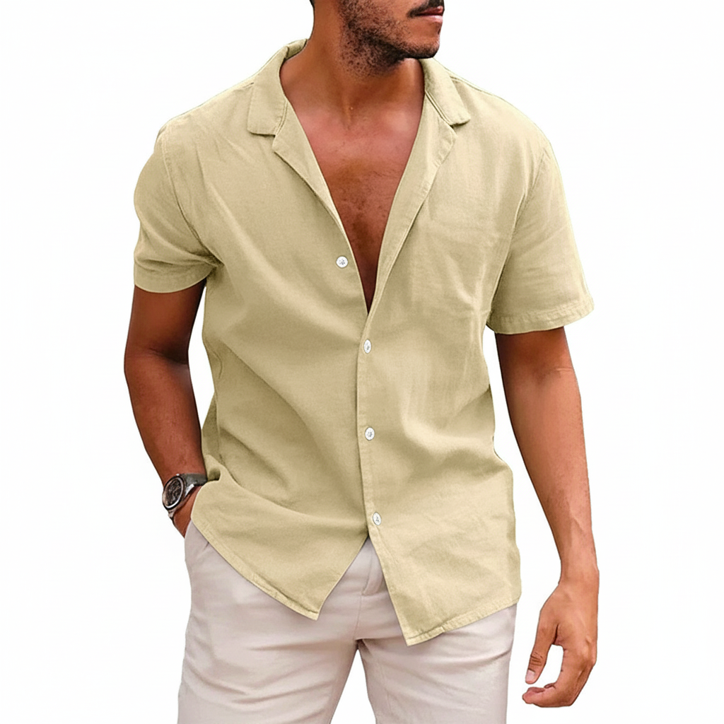 Men's Tops Casual Button Down Shirt Short Sleeve Beach Shirt Summer Mens Clothing