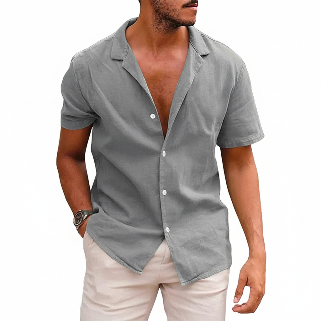 Men's Tops Casual Button Down Shirt Short Sleeve Beach Shirt Summer Mens Clothing