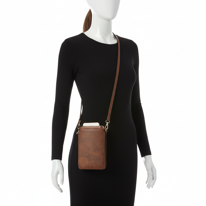 Mini PU Leather Phone Crossbody Bag – Multi-Compartment Wallet Shoulder Bag