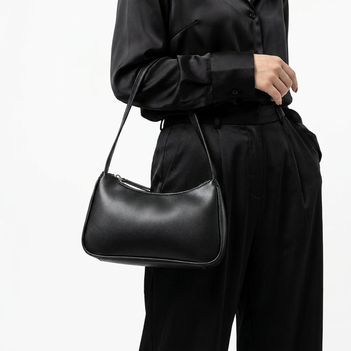 Minimalist PU Leather Underarm Shoulder Bag – Women’s Fashion Baguette Handbag