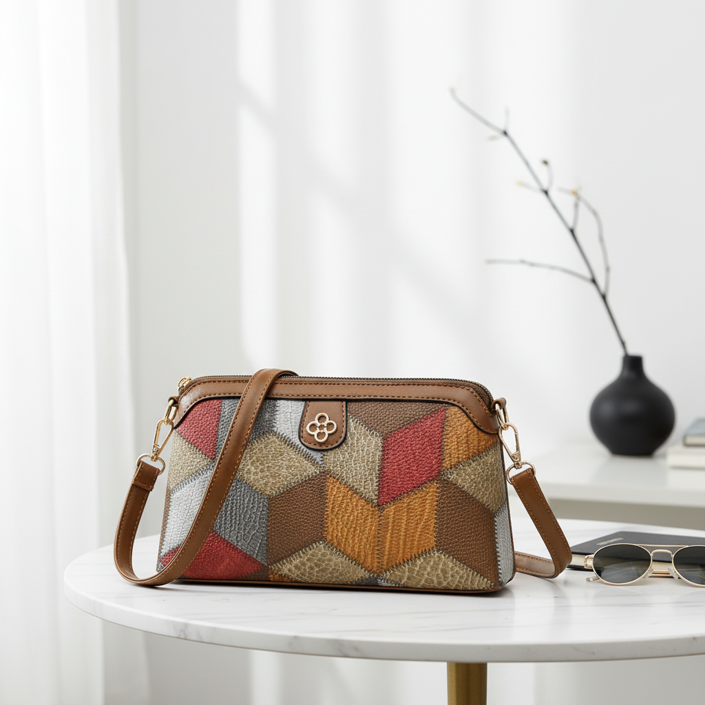 Bohemian Retro Crossbody Bag – Ethnic Contrast Stitch Shoulder Bag