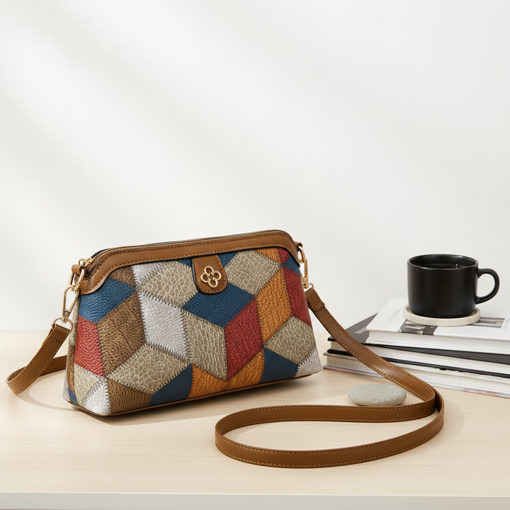 Bohemian Retro Crossbody Bag – Ethnic Contrast Stitch Shoulder Bag