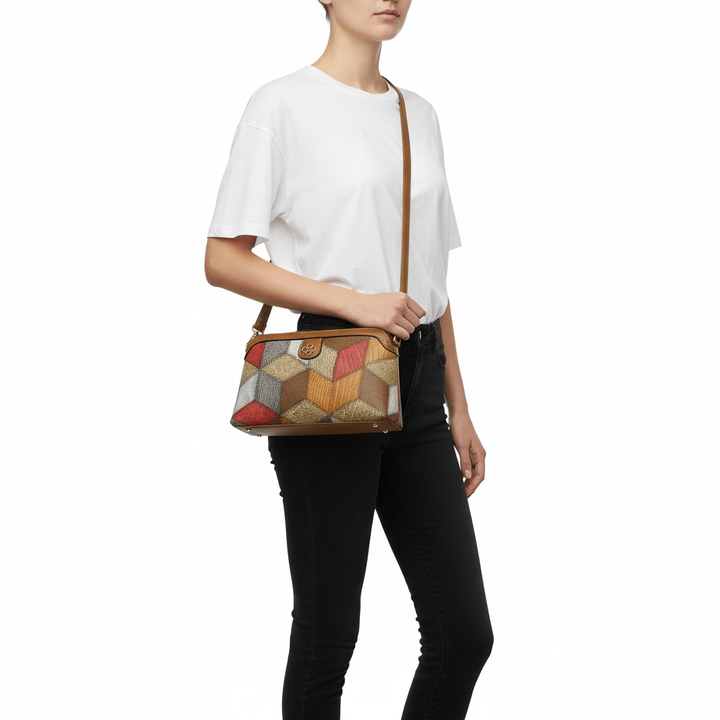 Bohemian Retro Crossbody Bag – Ethnic Contrast Stitch Shoulder Bag