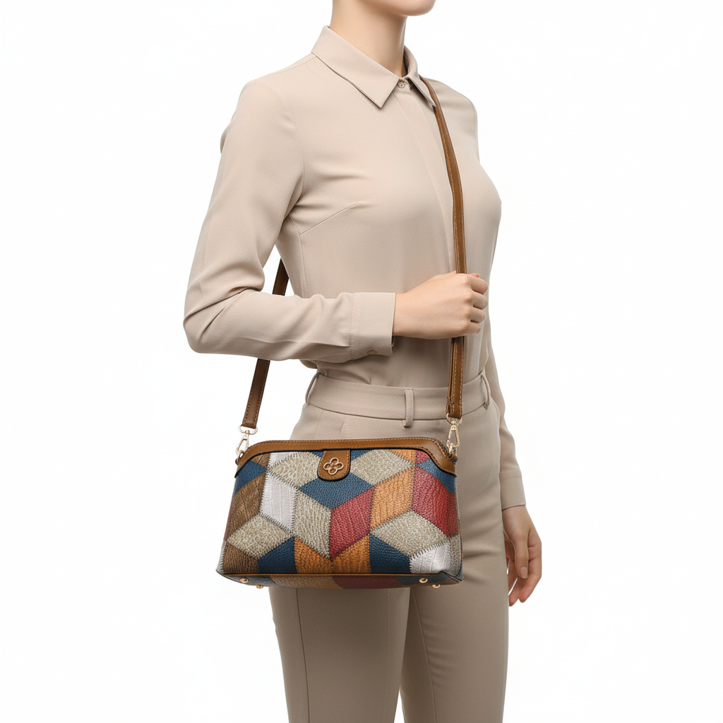 Bohemian Retro Crossbody Bag – Ethnic Contrast Stitch Shoulder Bag