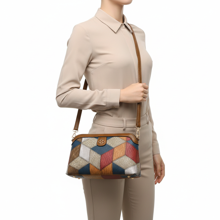 Bohemian Retro Crossbody Bag – Ethnic Contrast Stitch Shoulder Bag