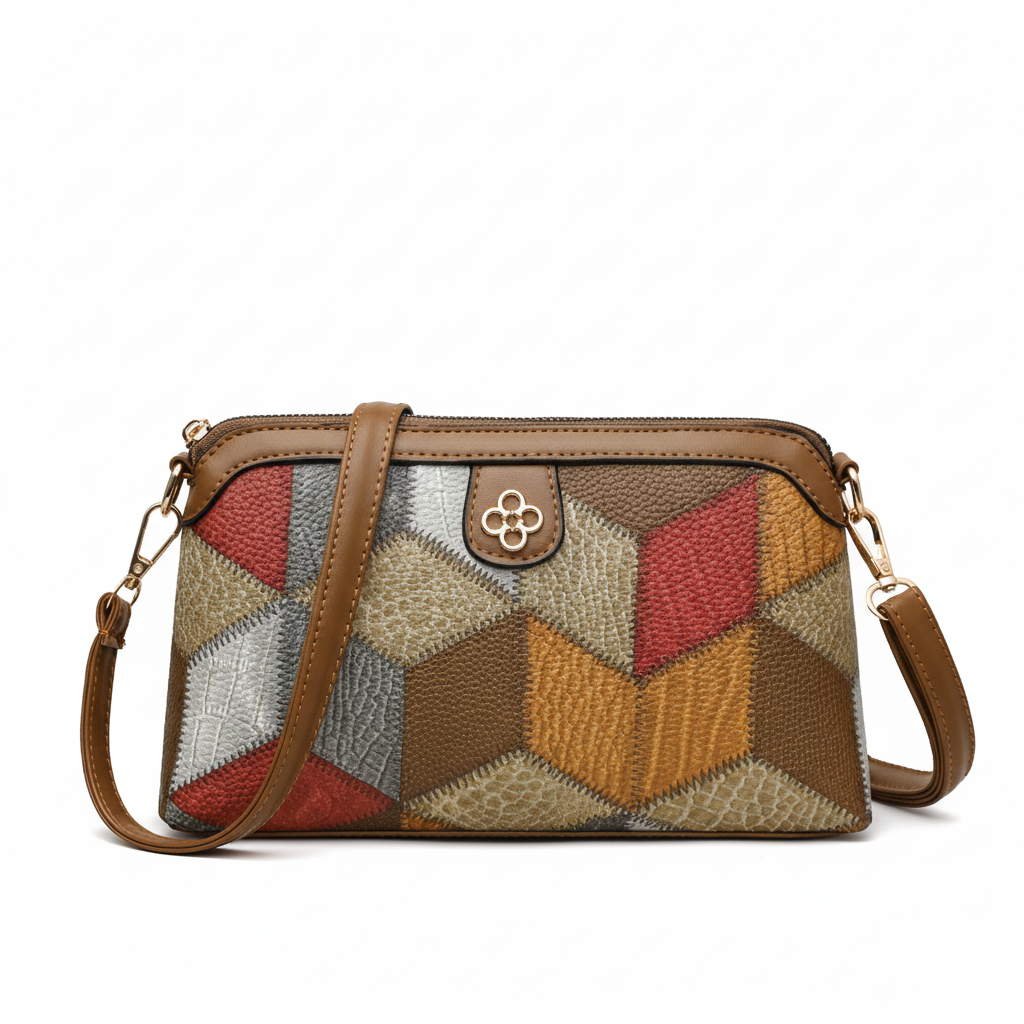 Bohemian Retro Crossbody Bag – Ethnic Contrast Stitch Shoulder Bag