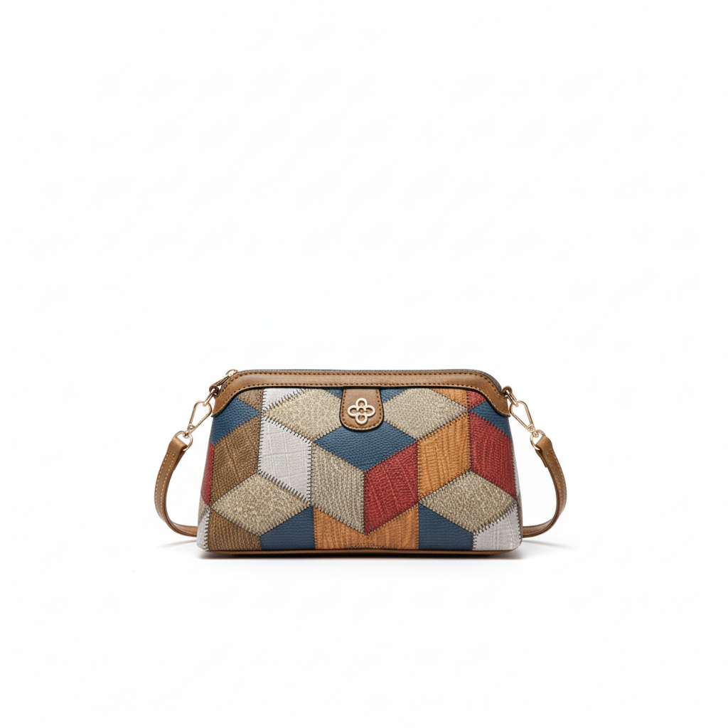 Bohemian Retro Crossbody Bag – Ethnic Contrast Stitch Shoulder Bag