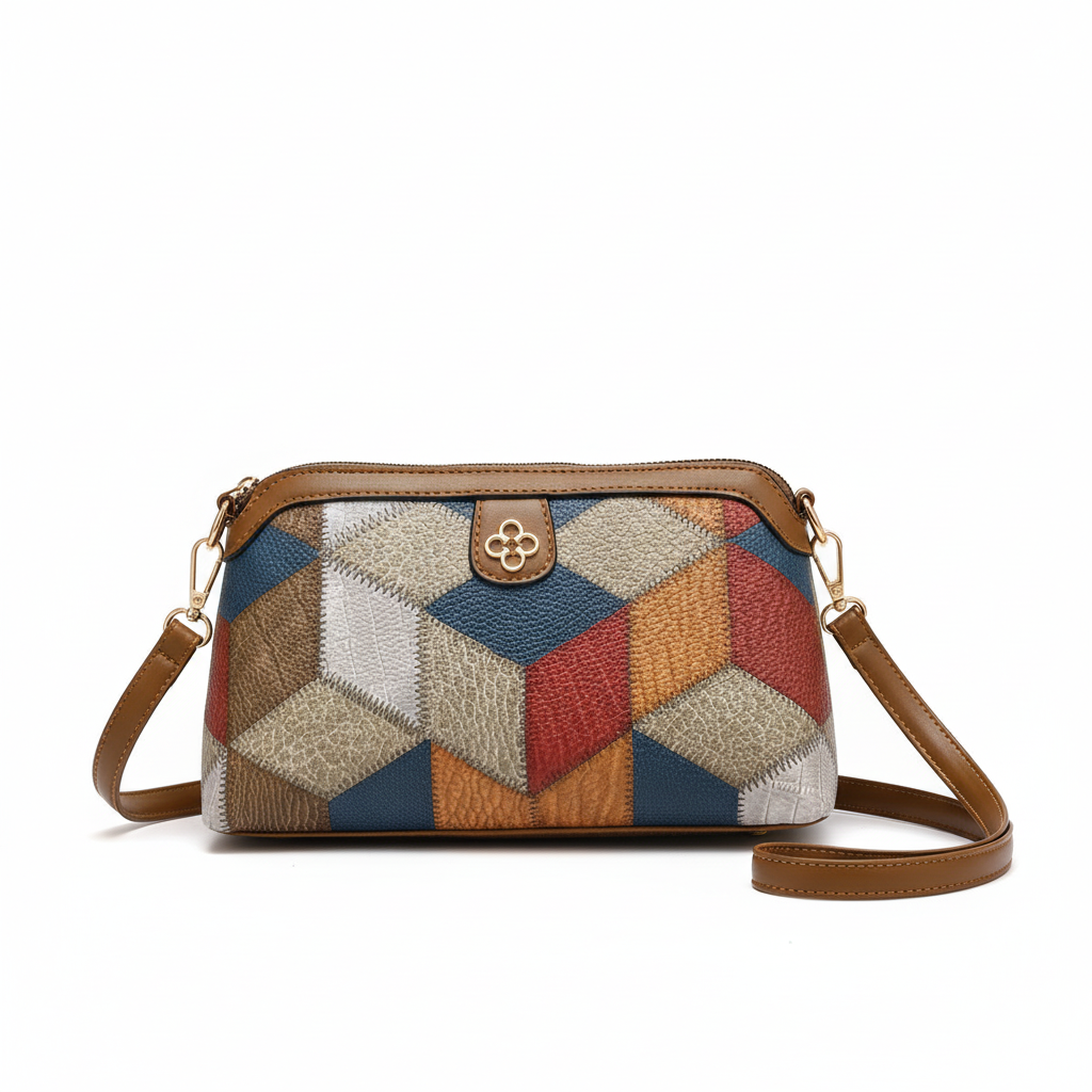 Bohemian Retro Crossbody Bag – Ethnic Contrast Stitch Shoulder Bag
