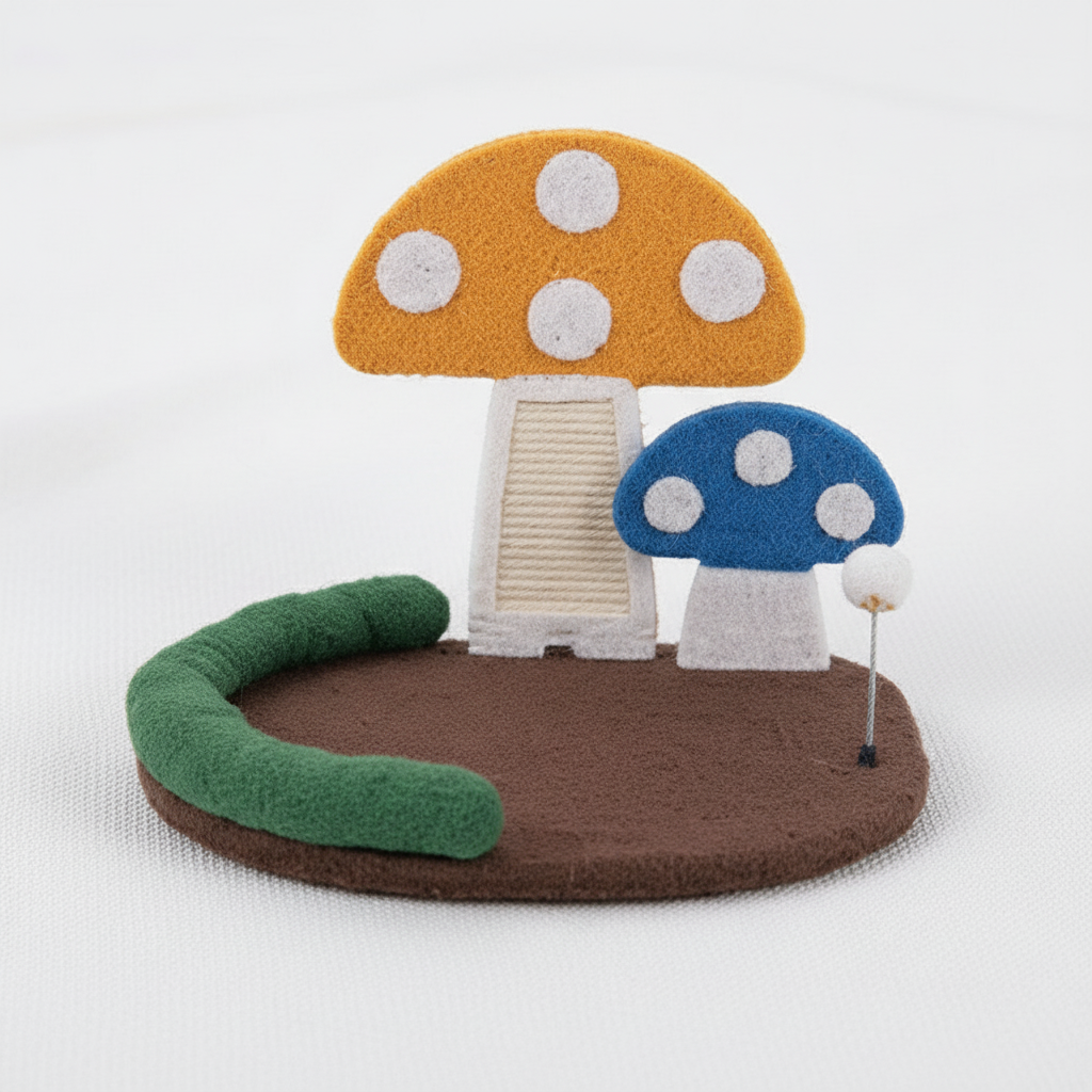 Mushroom Cat Bed Cat Claw Scratcher With Wide Bed And Sisal Scratch Panel