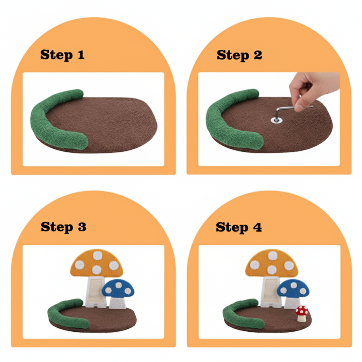 Mushroom Cat Bed Cat Claw Scratcher With Wide Bed And Sisal Scratch Panel
