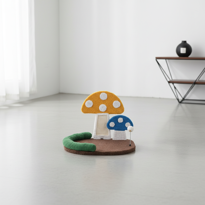 Mushroom Cat Bed Cat Claw Scratcher With Wide Bed And Sisal Scratch Panel