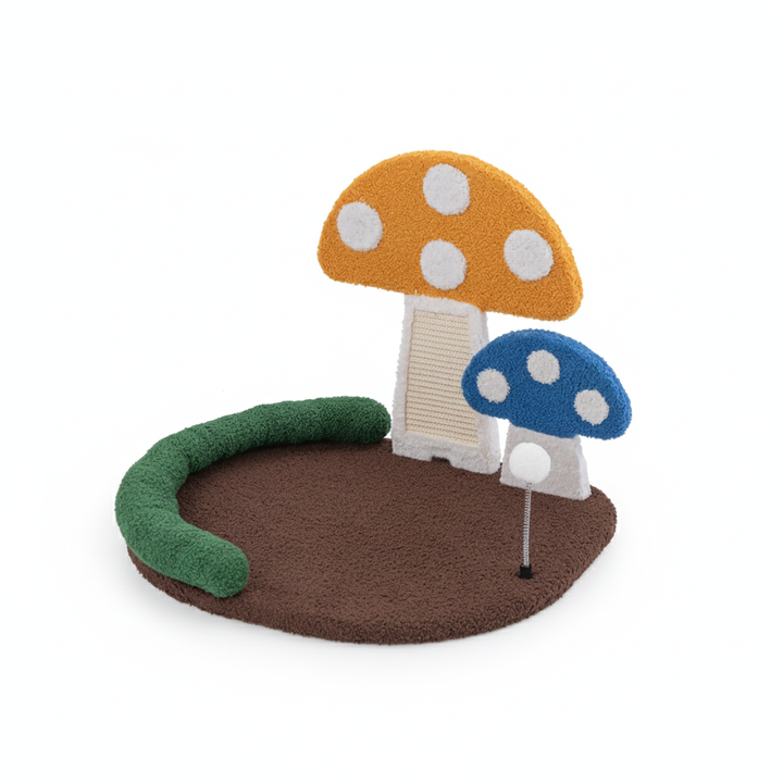 Mushroom Cat Bed Cat Claw Scratcher With Wide Bed And Sisal Scratch Panel