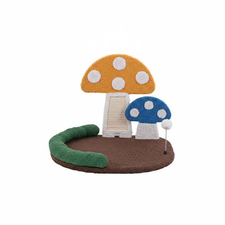 Mushroom Cat Bed Cat Claw Scratcher With Wide Bed And Sisal Scratch Panel