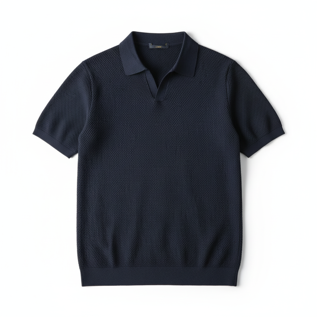 Men's V Knit Lapel Short Sleeve Top