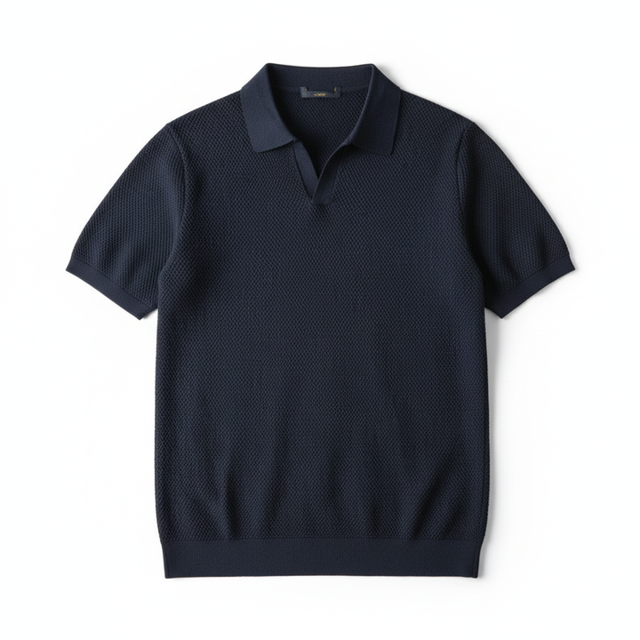 Men's V Knit Lapel Short Sleeve Top