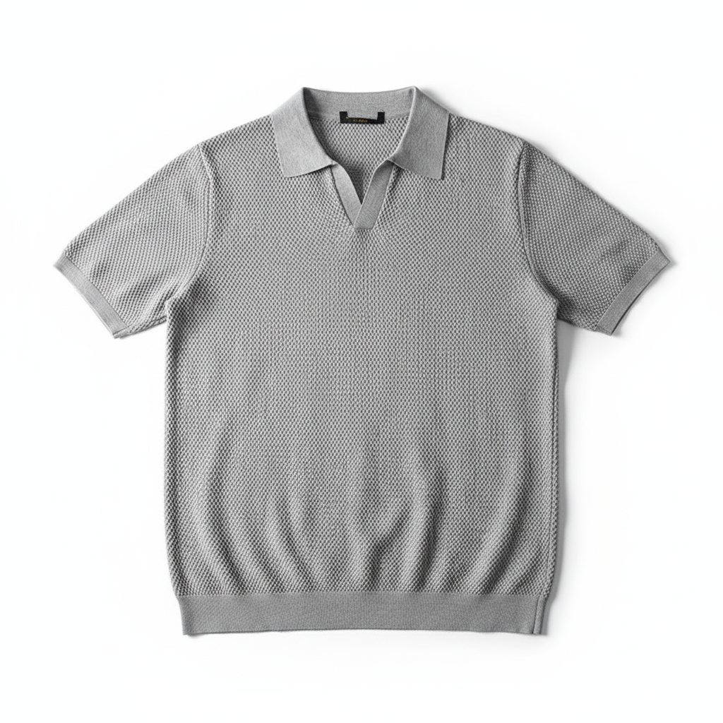 Men's V Knit Lapel Short Sleeve Top