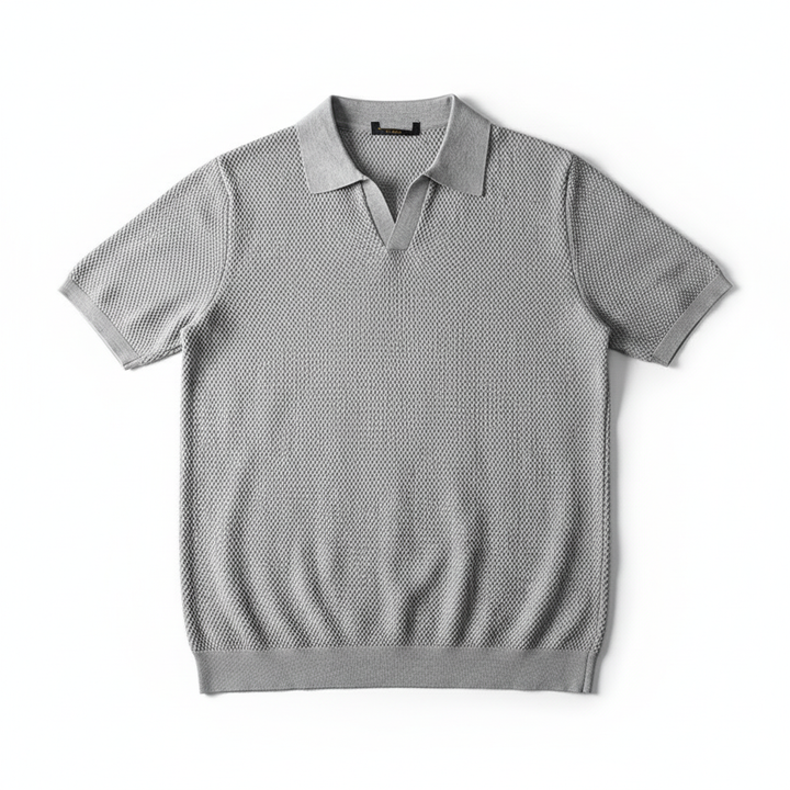 Men's V Knit Lapel Short Sleeve Top