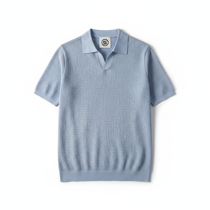 Men's V Knit Lapel Short Sleeve Top